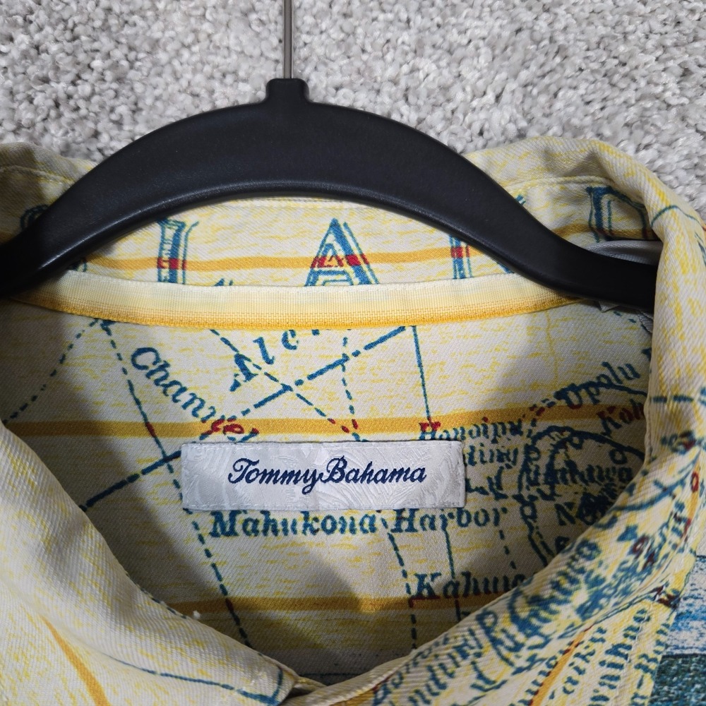 Tommy Bahama Silk Hawaiian Islands coordinates graphic silk Shirt Mens large - Picture 3 of 8